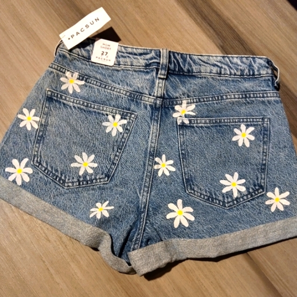 PacSun Happy Daisy Blue Denim Shorts - Picture 3 of 9